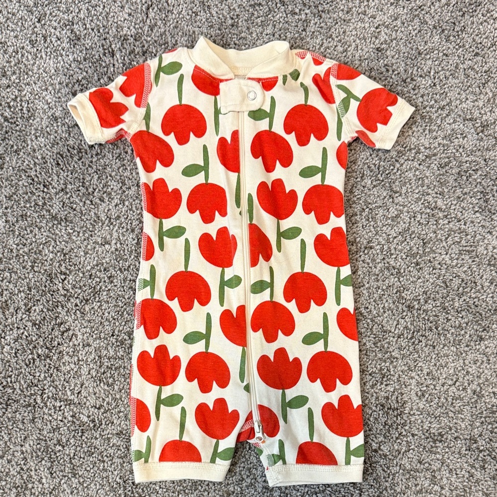 Hanna Andersson Red and Green Floral Baby Pajama, 6-12 months